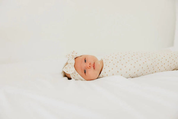 Hunnie Knit Headband Bow Copper Pearl Lil Tulips