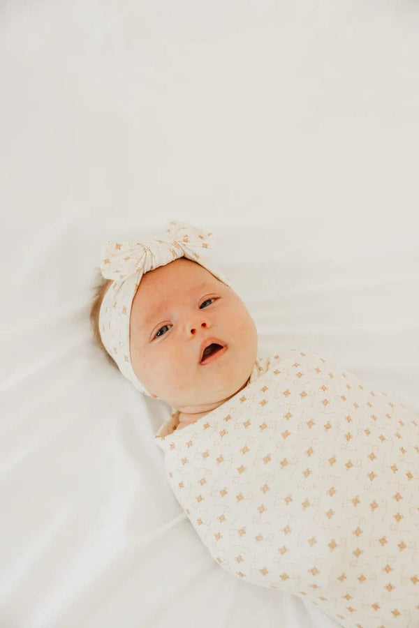 Hunnie Knit Headband Bow Copper Pearl Lil Tulips