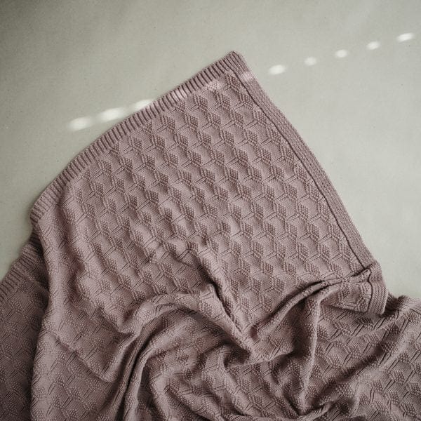Knitted Honeycomb Baby Blanket (Desert Rose) Mushie Lil Tulips