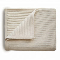 Knitted Ribbed Baby Blanket (Beige Melange) Mushie Lil Tulips