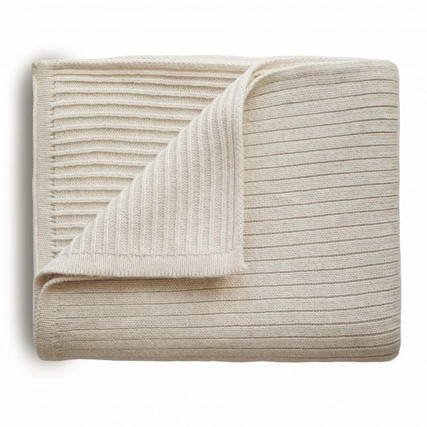 Knitted Ribbed Baby Blanket (Beige Melange) Mushie Lil Tulips