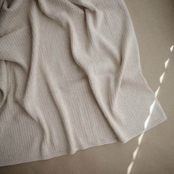 Knitted Ribbed Baby Blanket (Beige Melange) Mushie Lil Tulips