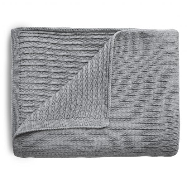 Knitted Ribbed Baby Blanket Gray Melange Mushie Lil Tulips