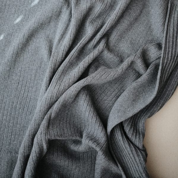 Knitted Ribbed Baby Blanket Gray Melange Mushie Lil Tulips