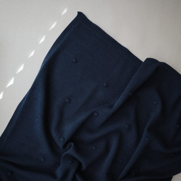 Knitted Textured Dots Baby Blanket (Dark Navy) Mushie Lil Tulips