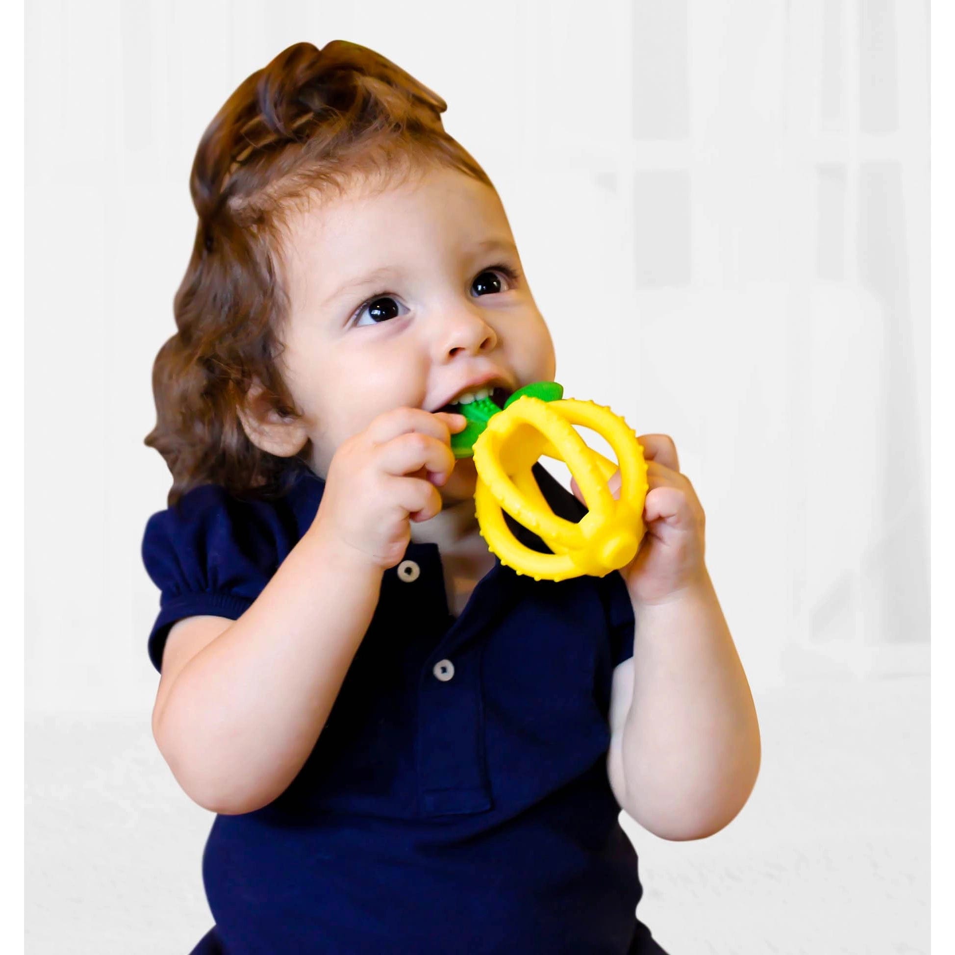 Lemon Bitzy Biter™ Teething Ball Baby Teether Itzy Ritzy Pacifiers & Teethers Lil Tulips