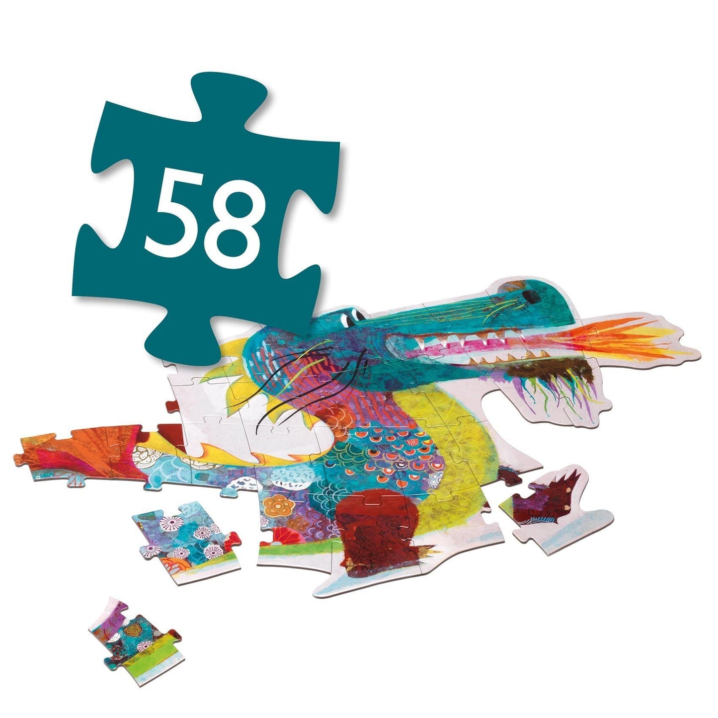 Leon The Dragon 58pc Giant Floor Jigsaw Puzzle Djeco Lil Tulips