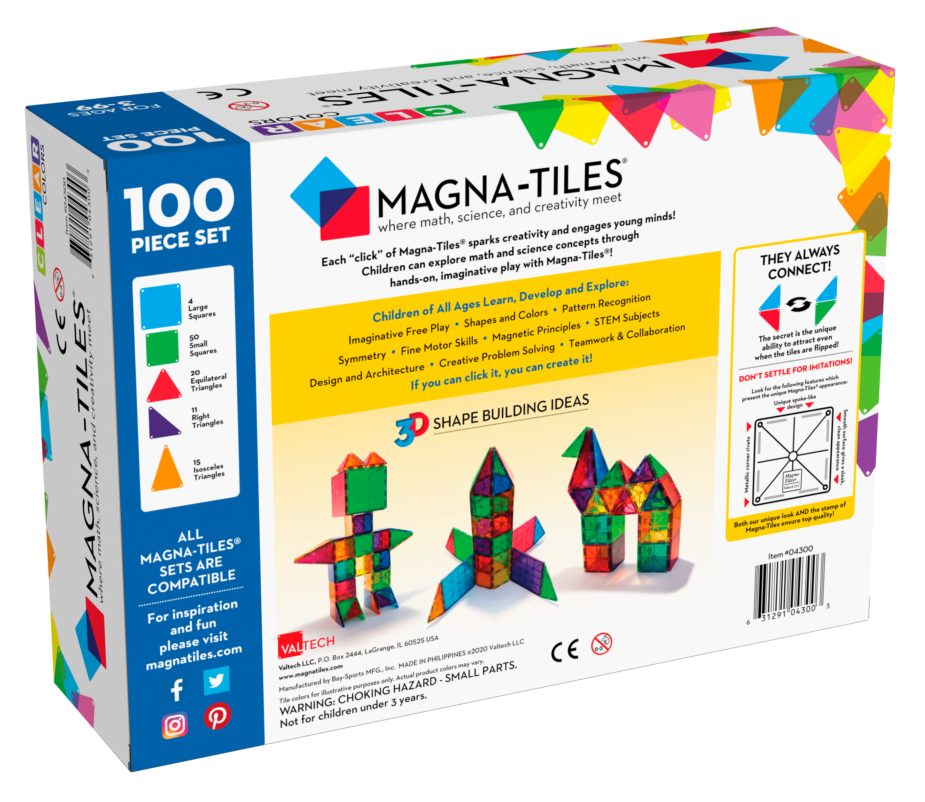 Magna-Tiles® Clear Colors 100 Piece Set Magna-Tiles Lil Tulips