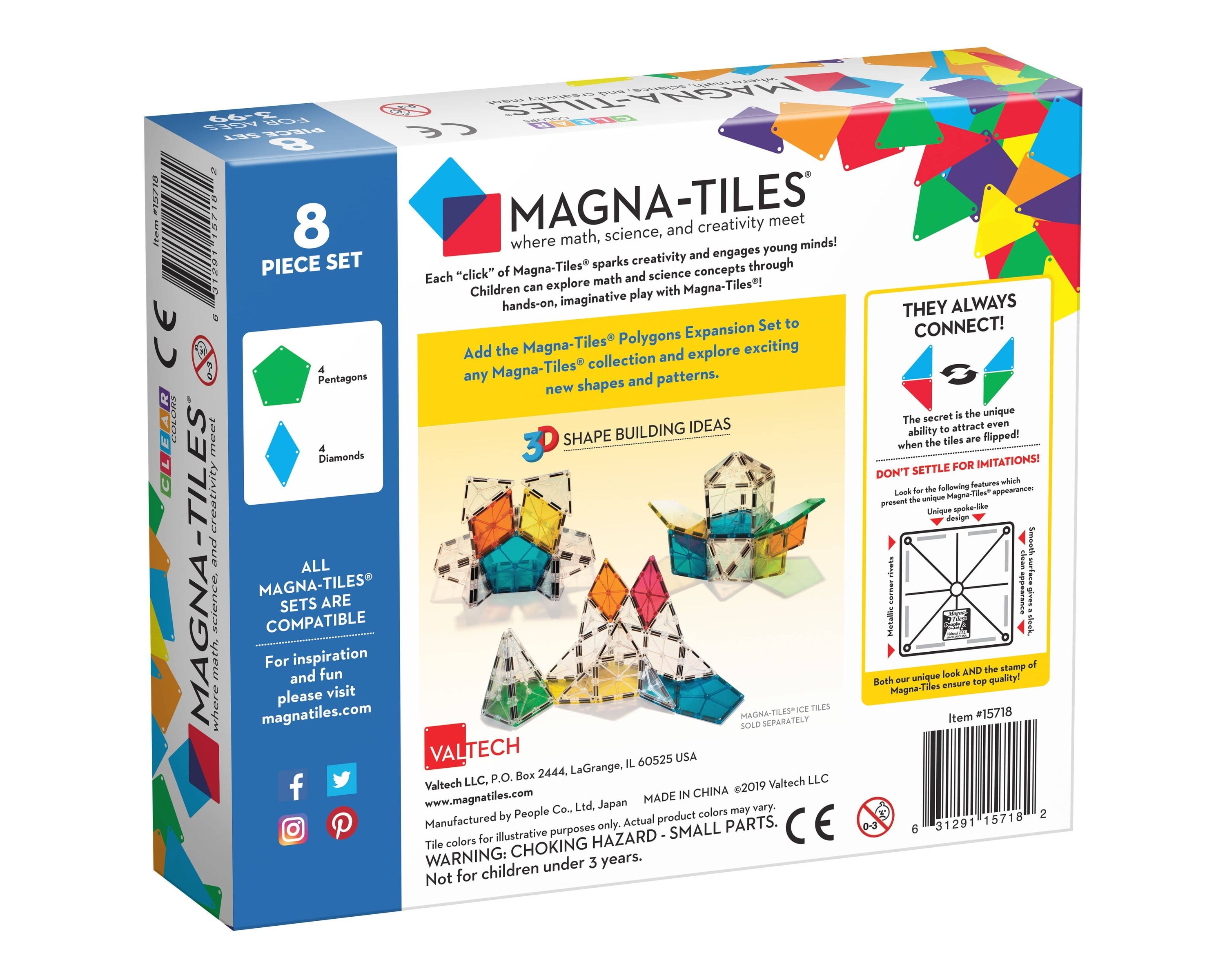 Magna-Tiles® Polygons 8 Piece Expansion Set Magna-Tiles Lil Tulips