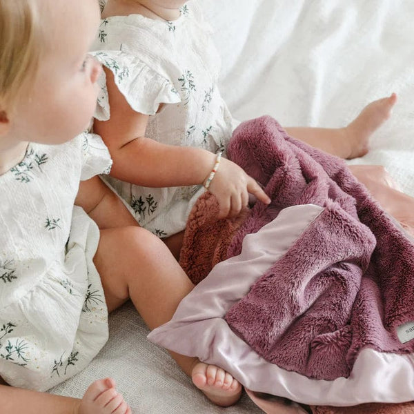 Mauve Lush Satin Border Blanket Mini Saranoni Lil Tulips