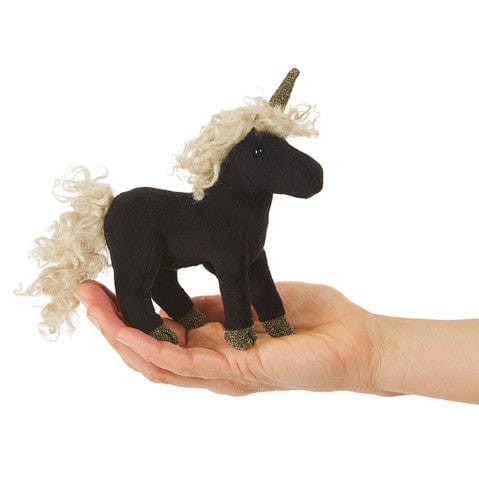 Mini Black Unicorn Finger Puppet Folkmanis Puppets Folkmanis Puppets Lil Tulips