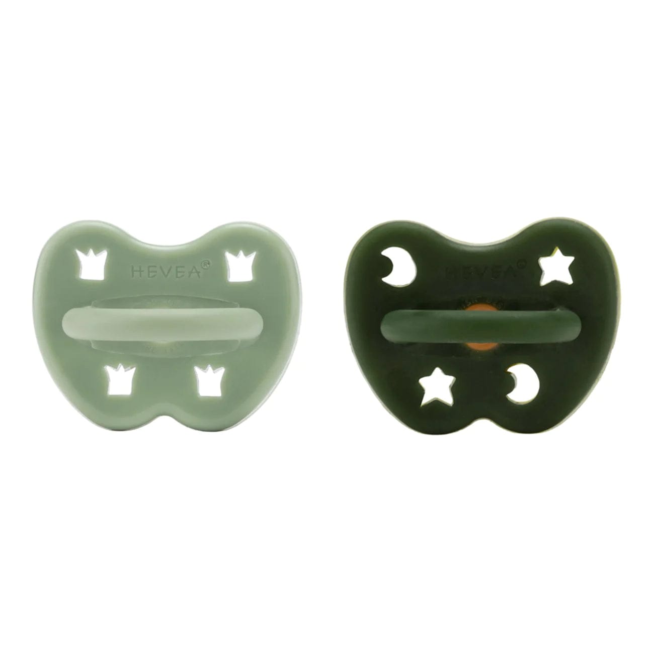 Moss Green & Deep Forest Green Orthodontic Pacifier 2 Pack (3-36 Months) Hevea Hevea Lil Tulips