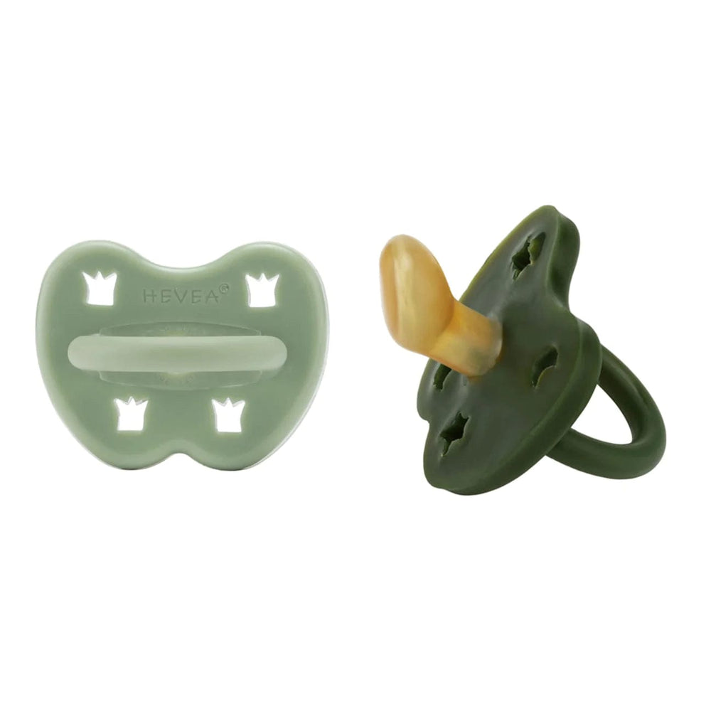 Moss Green & Deep Forest Green Orthodontic Pacifier 2 Pack (3-36 Months) Hevea Hevea Lil Tulips