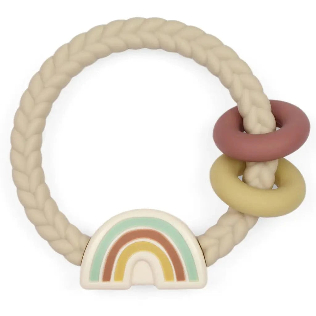 Neutral Rainbow Ritzy Rattle™ Silicone Teether Rattle Itzy Ritzy Pacifiers & Teethers Lil Tulips