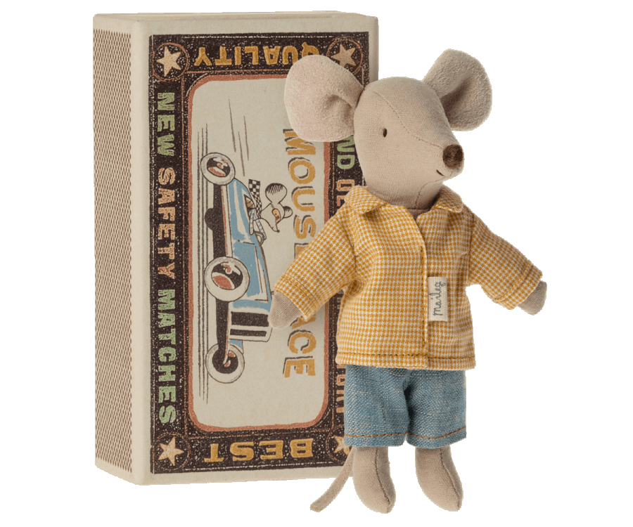NEW Big Brother Mouse in Matchbox Maileg Lil Tulips