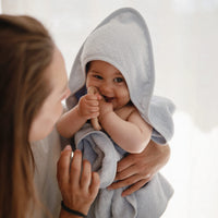 Organic Cotton Baby Hooded Towel (Baby Blue) Mushie Lil Tulips