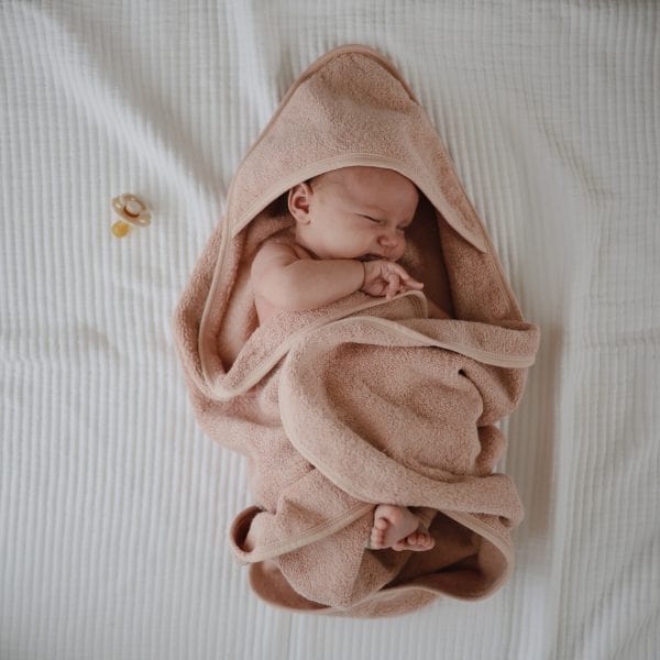 Organic Cotton Baby Hooded Towel (Blush) Mushie Lil Tulips