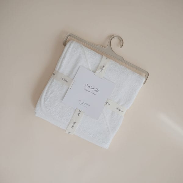 Organic Cotton Baby Hooded Towel (Pearl) Mushie Towels Lil Tulips