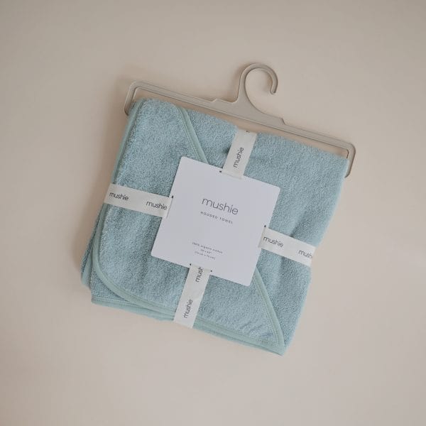 Organic Cotton Baby Hooded Towel (Sea Mist) Mushie Towels Lil Tulips