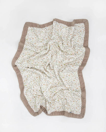 Organic Cotton Muslin Baby Quilt - Floral Field Little Unicorn Lil Tulips