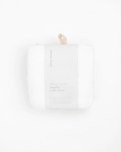 Organic Cotton Muslin Crib Sheet - White Little Unicorn Lil Tulips
