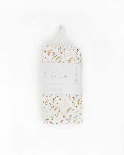 Organic Cotton Muslin Swaddle Blanket - Floral  Field Little Unicorn Lil Tulips