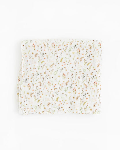 Organic Cotton Muslin Swaddle Blanket - Floral  Field Little Unicorn Lil Tulips