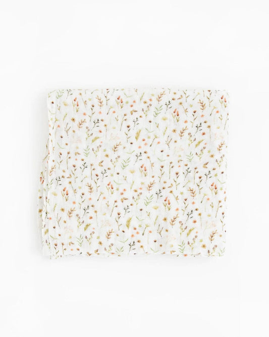 Organic Cotton Muslin Swaddle Blanket - Floral  Field Little Unicorn Lil Tulips