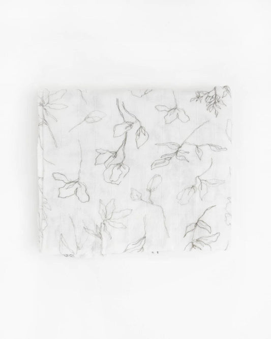 Organic Cotton Muslin Swaddle Blanket - Pencil  Floral Little Unicorn Lil Tulips