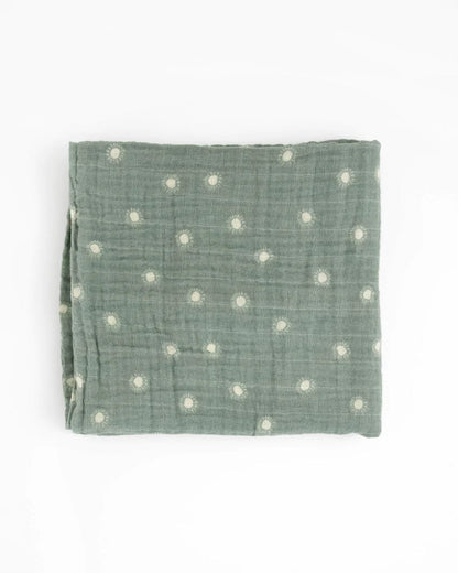 Organic Cotton Muslin Swaddle Blanket - Sage Suns Little Unicorn Lil Tulips