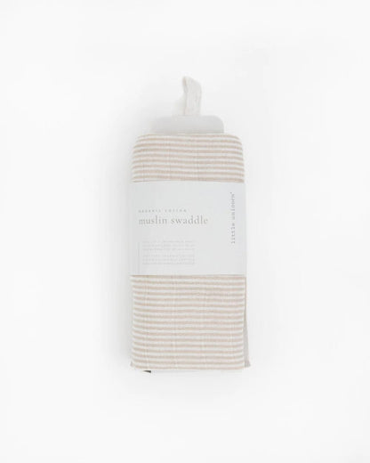 Organic Cotton Muslin Swaddle Blanket - Sand Stripe Little Unicorn Lil Tulips