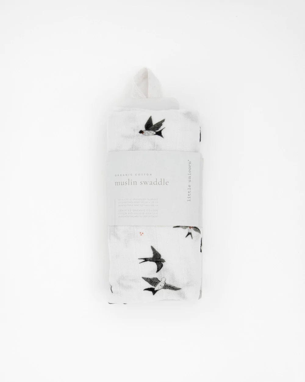 Organic Cotton Muslin Swaddle Blanket - Swallows Little Unicorn Lil Tulips