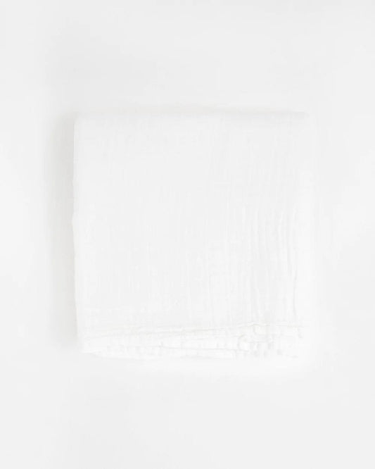 Organic Cotton Muslin Swaddle Blanket - White Little Unicorn Lil Tulips