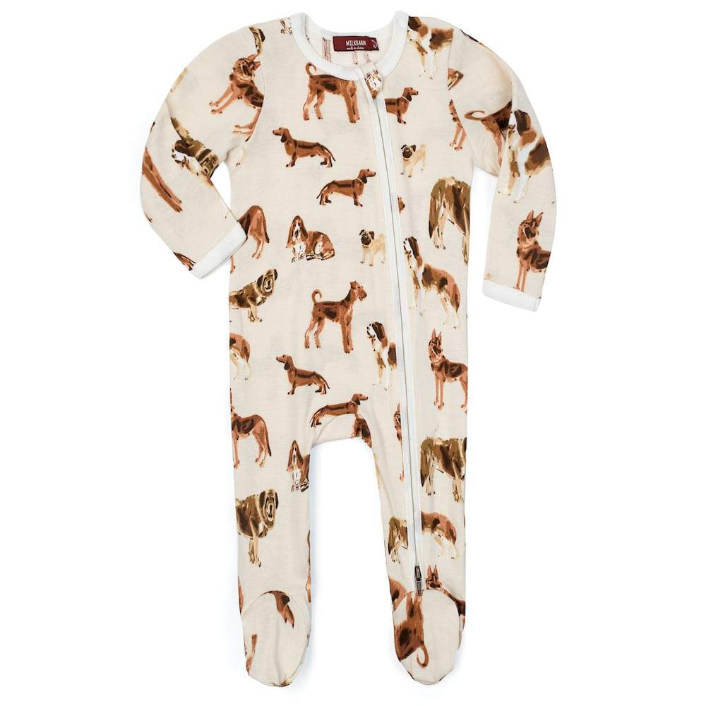Organic Natural Dog Zipper Footed Romper Milkbarn kids Lil Tulips