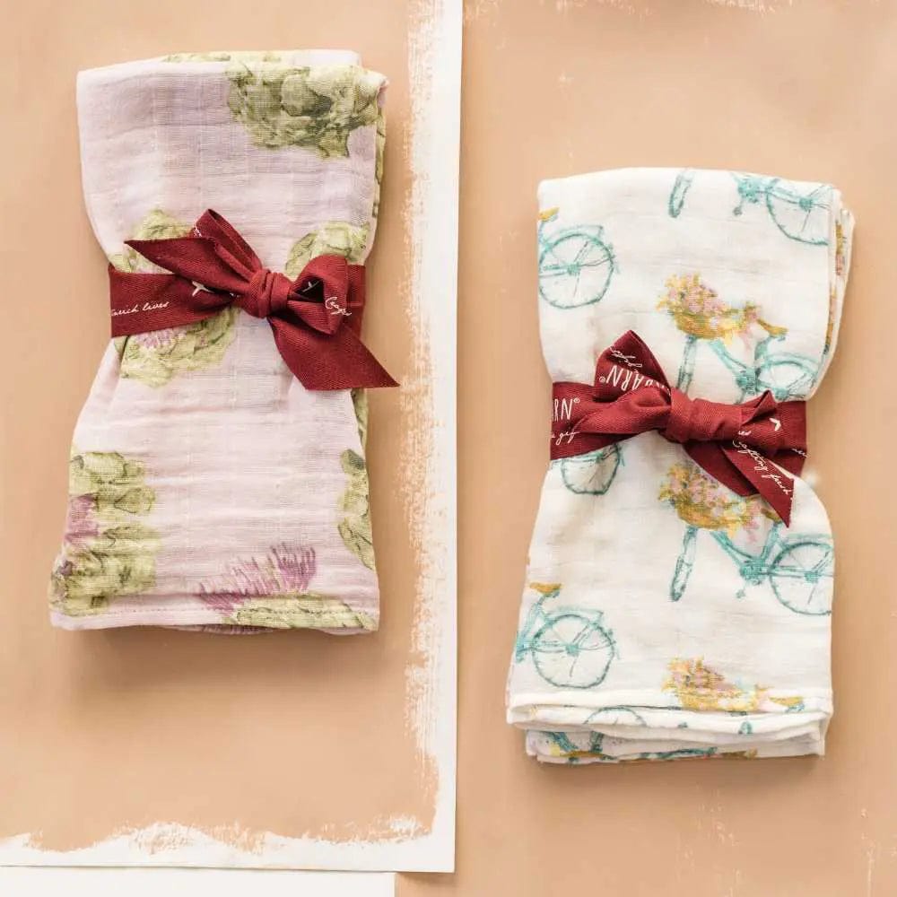 Peaches Organic Cotton Muslin Two-Piece Burp Cloth Set Milkbarn kids Lil Tulips
