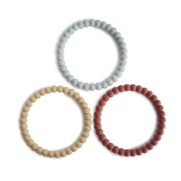 Pearl Teething Bracelet 3-Pack (Mellow/Terracotta/Periwinkle) Mushie Lil Tulips