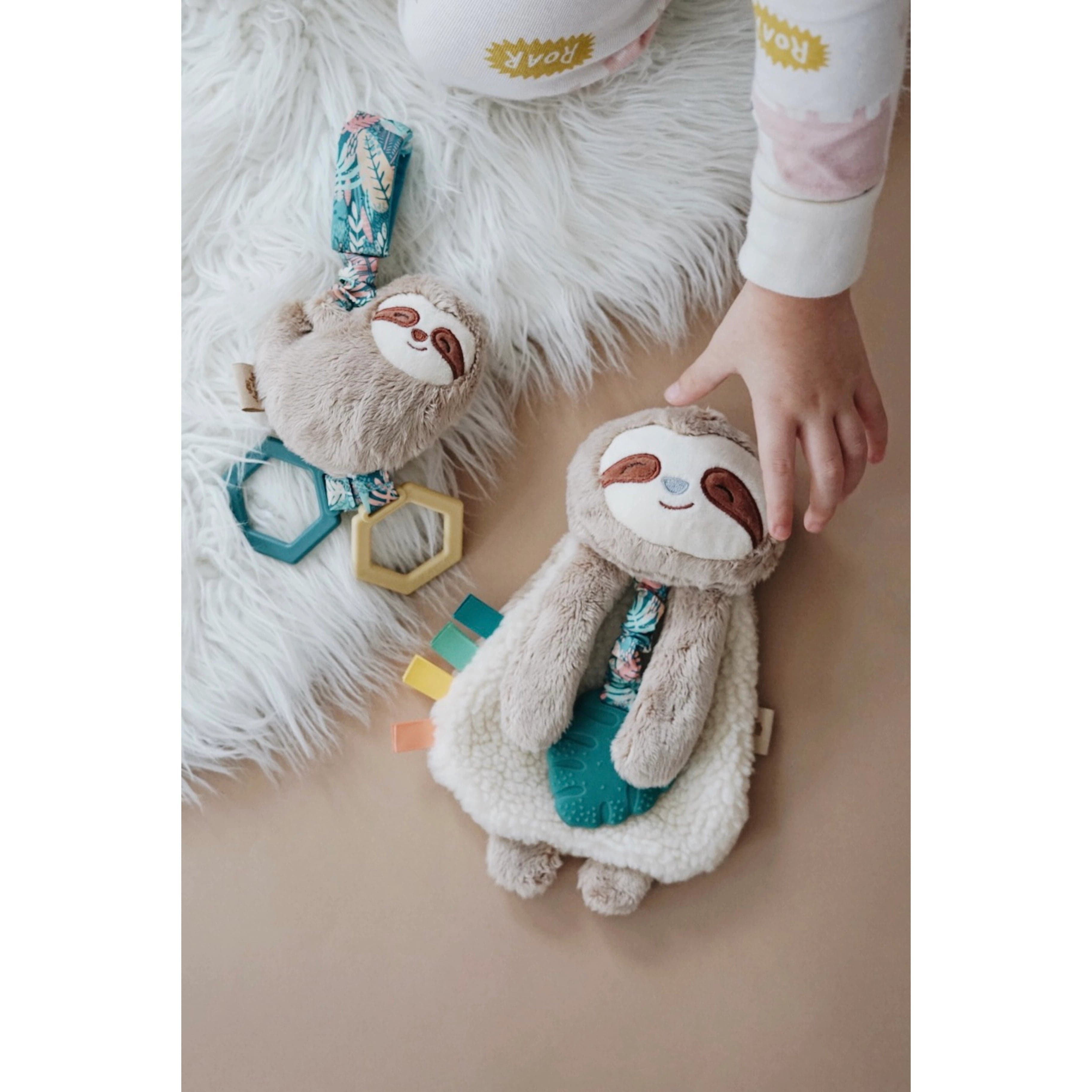 Peyton the Sloth Itzy Friends Itzy Lovey™ Plush with Silicone Teether Toy Itzy Ritzy Lil Tulips