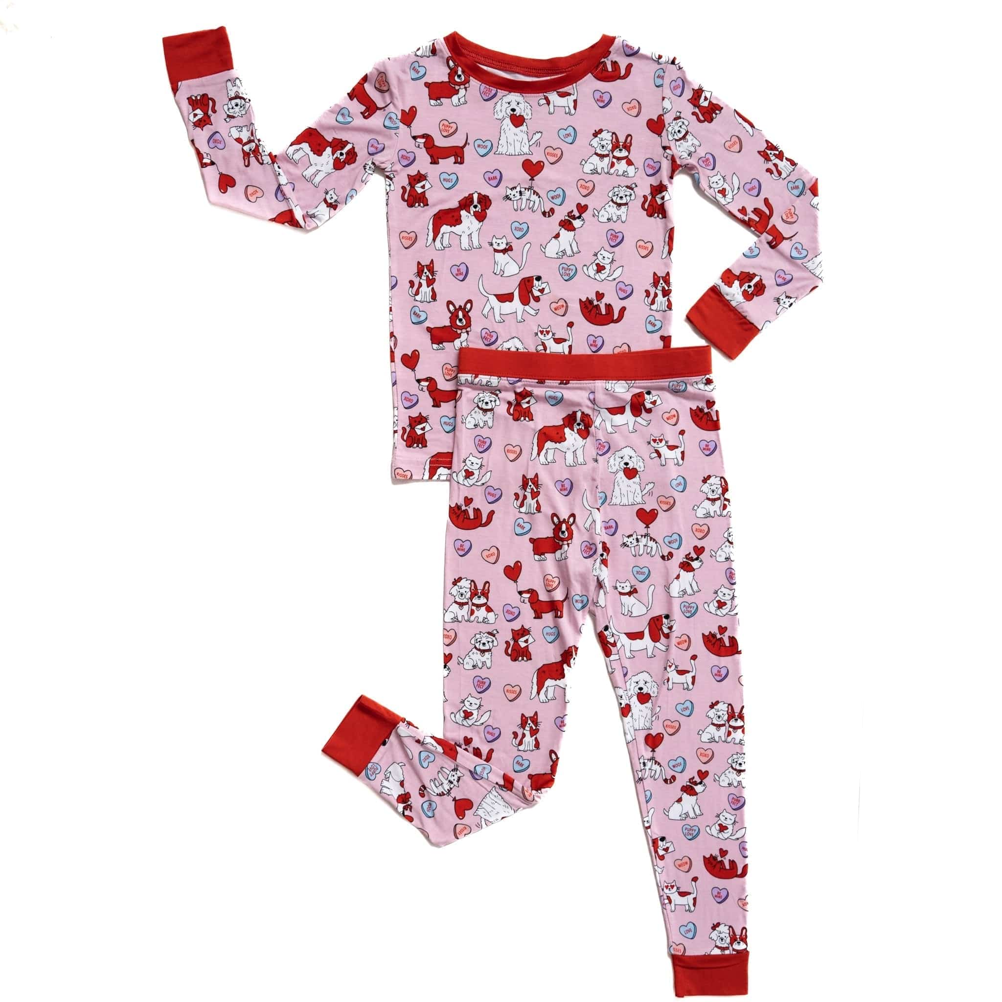 Pink Furever Valentines Two-Piece Bamboo Viscose Pajama Set Little Sleepies Lil Tulips