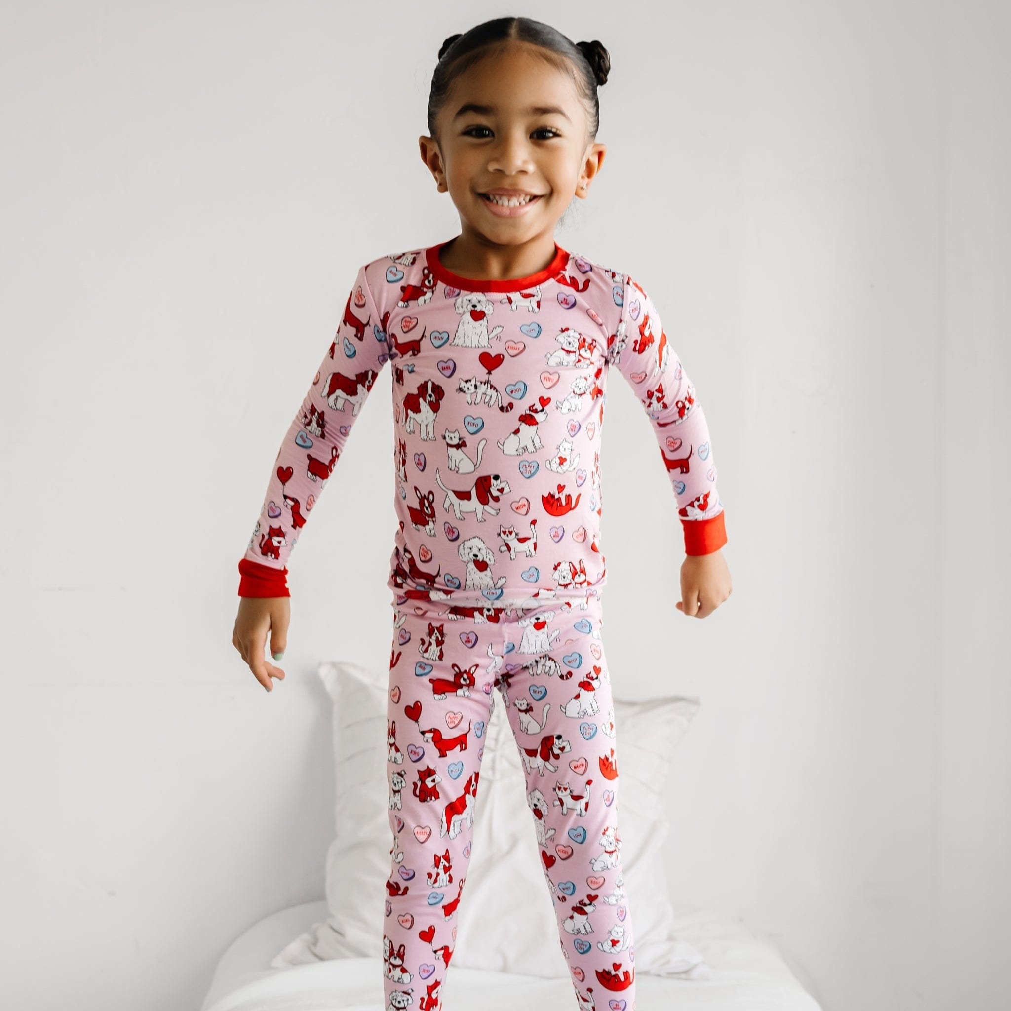 Pink Furever Valentines Two-Piece Bamboo Viscose Pajama Set Little Sleepies Lil Tulips