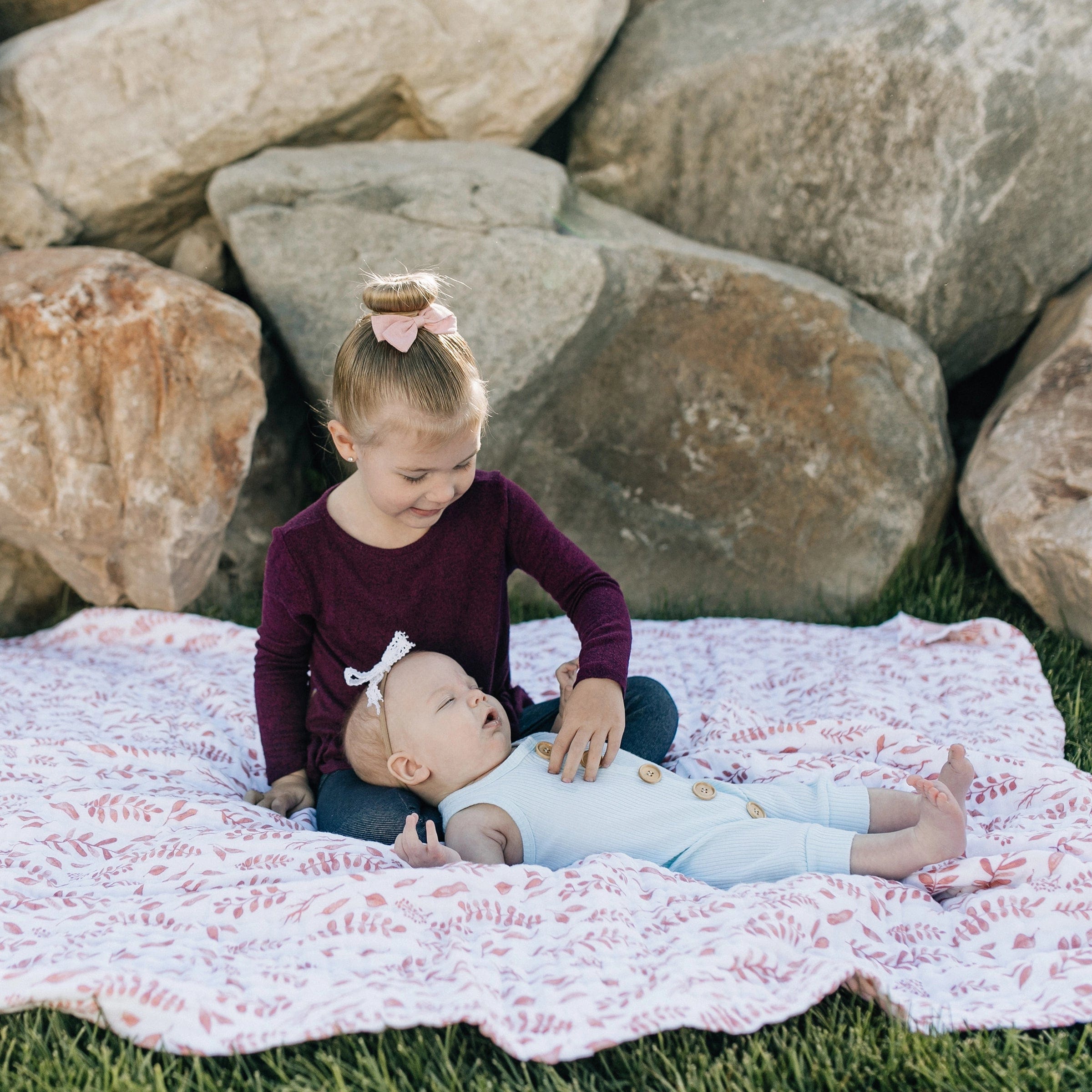 Pink Leaves & Cotton Candy Classic Muslin Snuggle Blanket