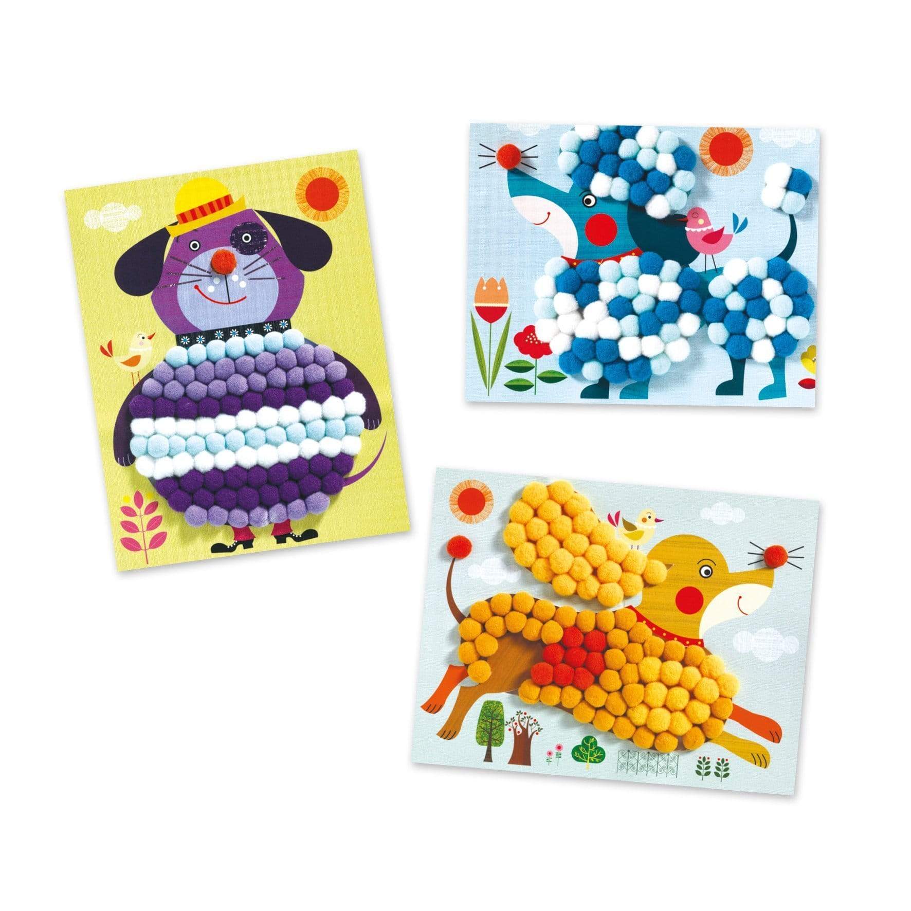 PomPom Puppies Collage Craft Kit Djeco Lil Tulips