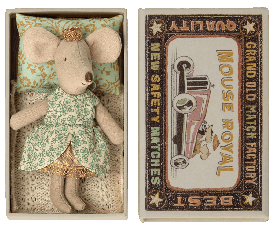 Princess Mouse, Little Sister in Matchbox Maileg Lil Tulips