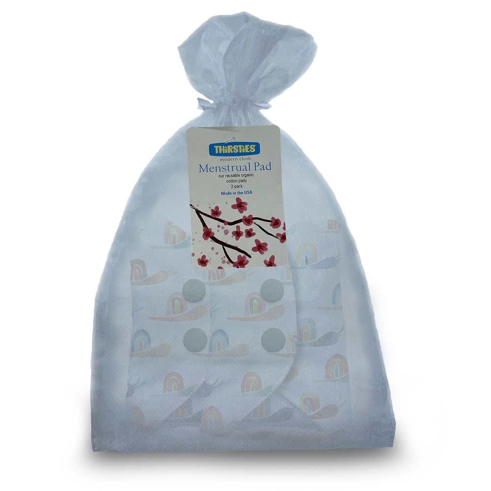 Rainbow Snails Organic Cotton Menstrual Pad - 2 Pack Thirsties Lil Tulips