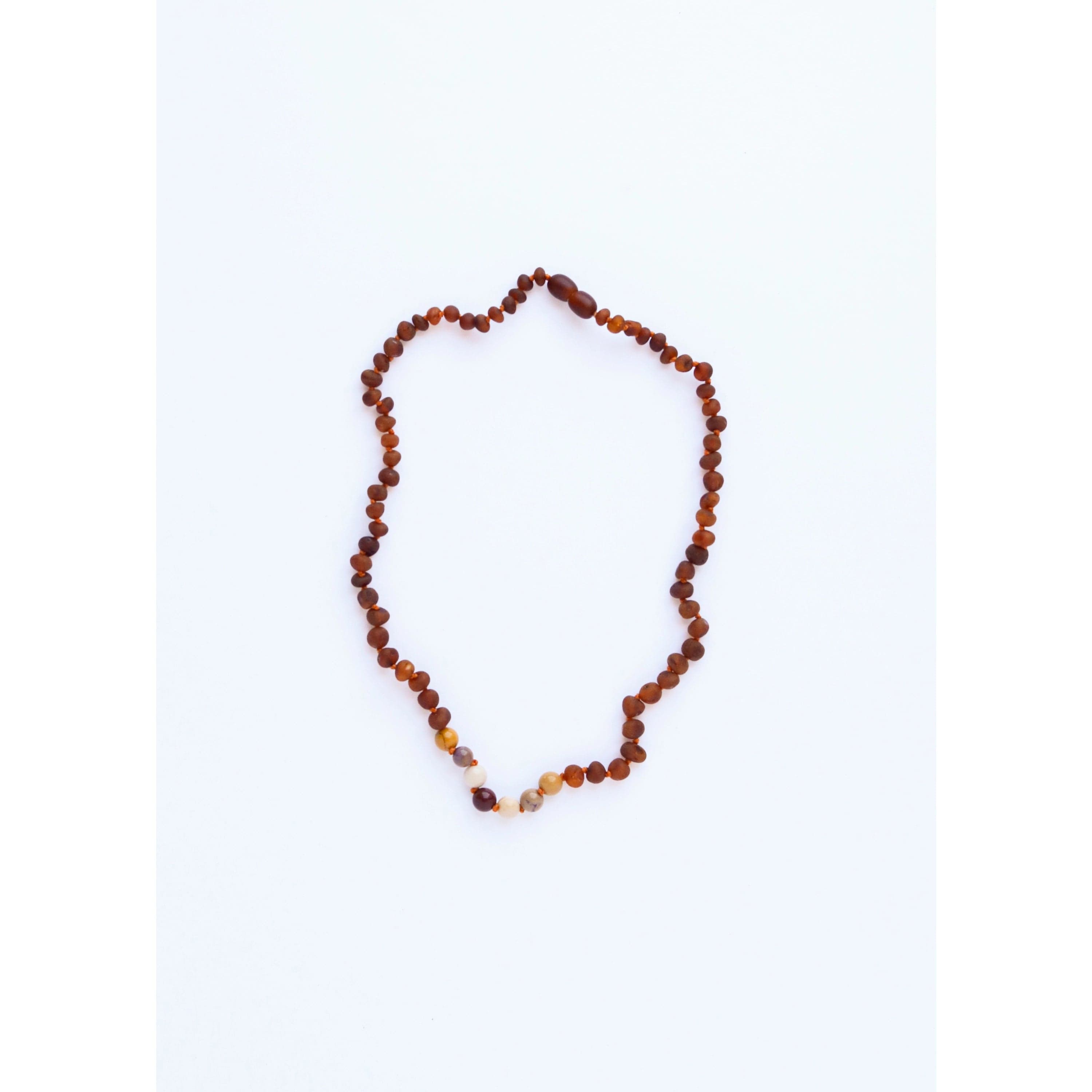 Raw Cognac Amber + Mookaite Jasper Necklace Canyon Leaf Lil Tulips