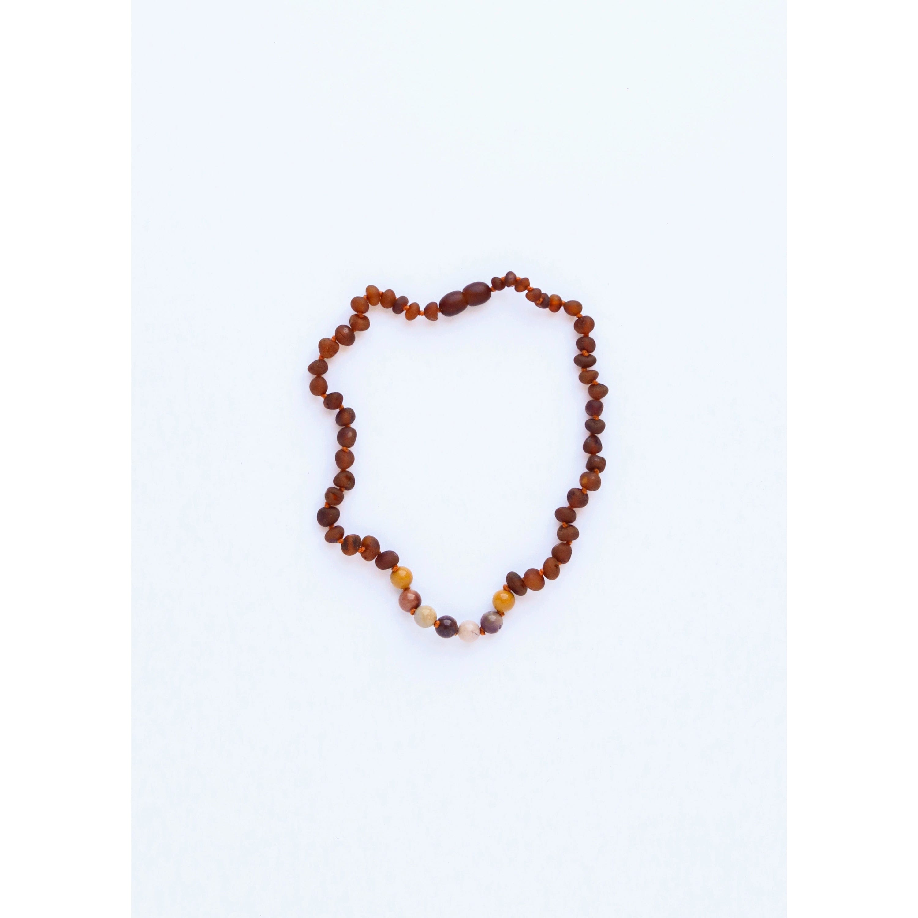 Raw Cognac Amber + Mookaite Jasper Necklace Canyon Leaf Lil Tulips