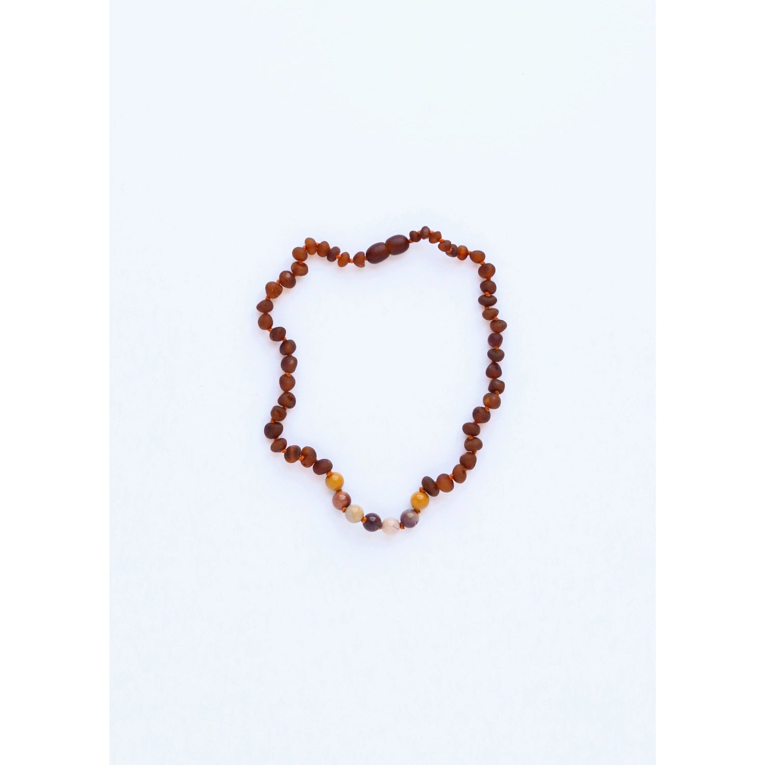 Raw Cognac Amber + Mookaite Jasper Necklace Canyon Leaf Lil Tulips
