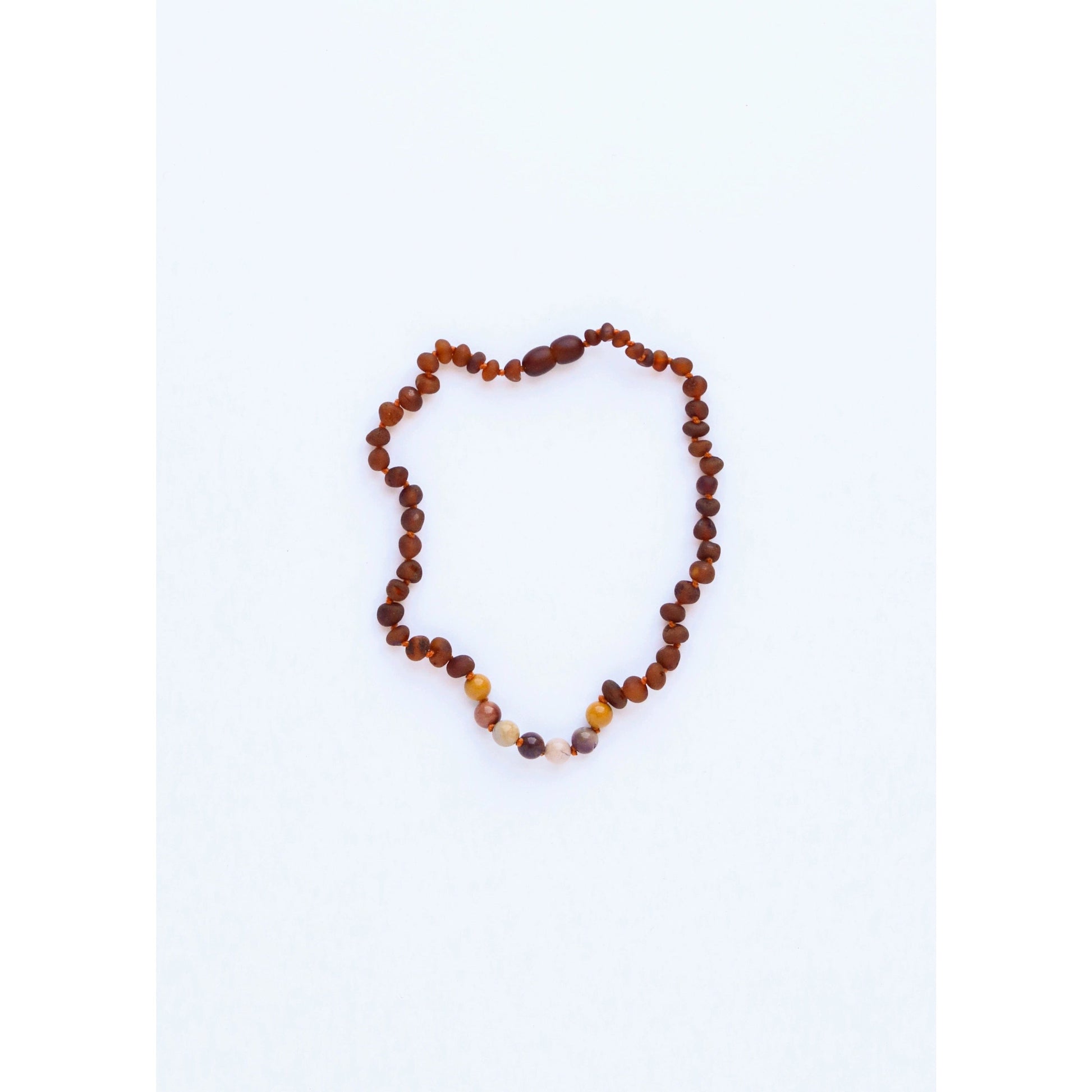 Raw Cognac Amber + Mookaite Jasper Necklace Canyon Leaf Lil Tulips
