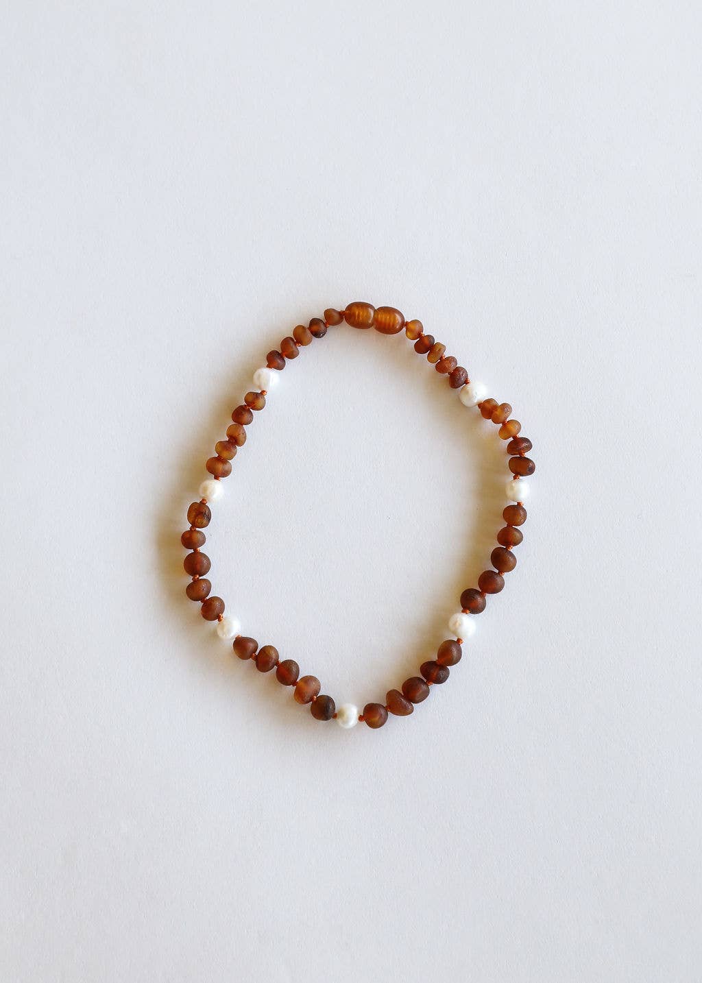 Raw Cognac Amber + Pearl Halo Necklace Canyon Leaf Lil Tulips