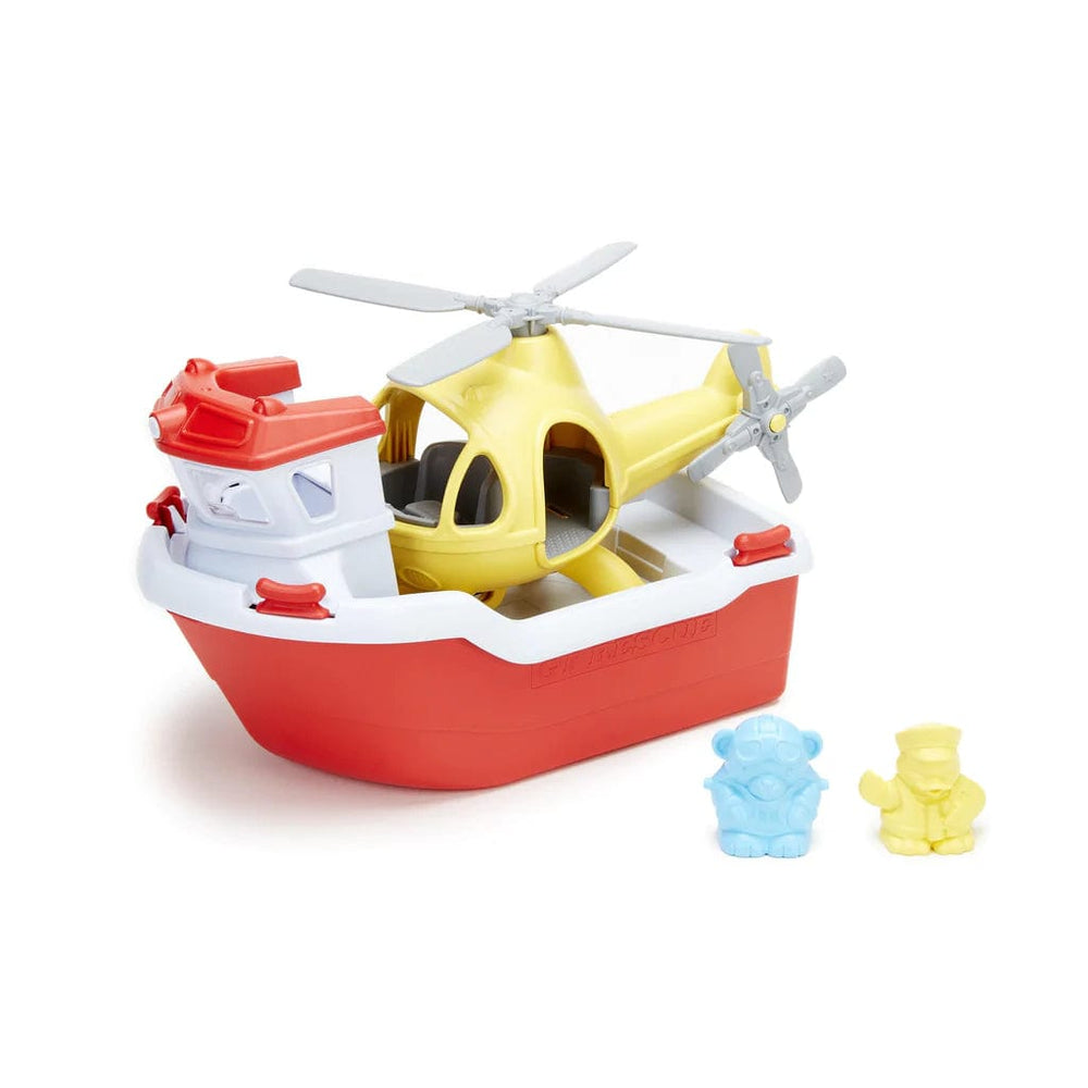 Rescue Boat and Helicopter Green Toys Lil Tulips