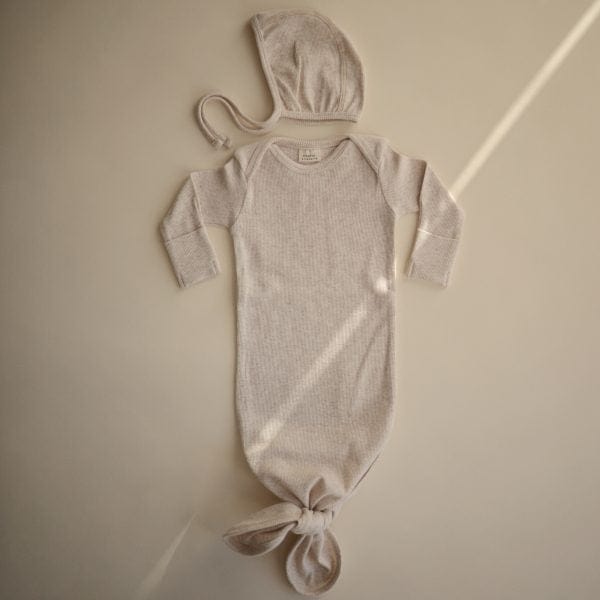 Ribbed Baby Bonnet (Beige Melange) Mushie Lil Tulips